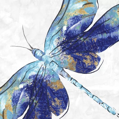 Home Decor Blue Watercolor Dragonfly Art Print / Canvas Print Poster Wall Art 